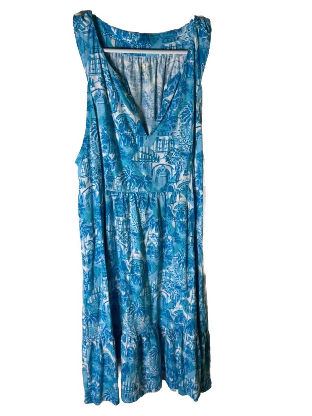 Lilly Pulitzer Lindy Dress Large Amalfi Blue, Sunny State of Mind NEW! - Picture 2 of 9